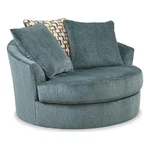 Bowery Hill Contemporary Corner-blocked Frame Blue Oversized Swivel Accent Chair New. Price: $871.11.