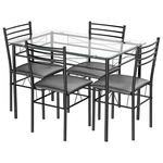 Gymax Glass Top Table And 4 Chairs 5-PIECE Dining Set Black (GYM01957) New. Price: $184.99.