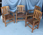 Antique Matching Set Four Mission Oak Arts And Crafts Chairs Stickley Brothers Used. Price: $1250.00.