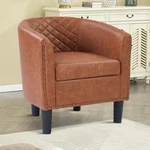 Canmov Modern Accent Faux Leather Upholstered Reading Armchair, Brown New. Price: $98.99.