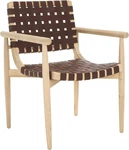 Dionne Natural Solid Wood Accent Chair With Cognac Brown Leather Weave New. Price: $389.99.