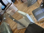 Gymax Glass Top Table And 4 Chairs 5-PIECE Dining Set Used. Price: $600.00.