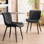 Black Dining Chairs Set Of 2 Faux Leather Upholstered Kitchen & Room C... New. Price: $480.69.