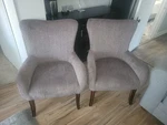 Two Gray Accent Chairs Great Condition No Cuts Smells Holes Stains Used. Price: $140.84.