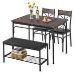 Vecelo Kitchen Dining Table Set Upholstered Bench 2 Chairs Space-saving Compact New. Price: $267.22.