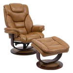 Parker Living Monarch Leather Manual Reclining Swivel Chair And Ottoman Brown New. Price: $1209.00.