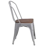Flash Furniture Metal Dining Side Chair Silver And Wood Grain New. Price: $149.88.