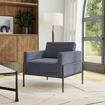 Homepop Metal Frame Accent Blue Velvet Upholstered Armchair Hardwood & Mdf Open. Price: $164.99.