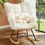 Rocking Chair High Backrest Teddy Upholstered Glider Beige 1025V2WT Dumos Indoor New. Price: $179.99.