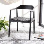 Munro Sungkai Wood & Black Leather Woven Accent Chair - Fully Assembled New. Price: $431.99.