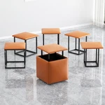 5-IN-1 Nesting Square Ottoman Cube Chair Stackable Pouf Stool W/swivel Casters New. Price: $119.99.