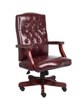 Boss Classic Executive Oxblood Vinyl Chair Mahogany Finish Frame Model B905-BY New. Price: $299.61.
