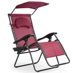Costway Folding Zero Gravity Chair Recliner Lounge With Canopy & Cup Holder New. Price: $48.09.