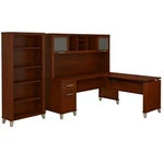 Bush Furniture Somerset Sit Stand L Desk With Hutch & Bookcase In Cherry New. Price: $989.77.