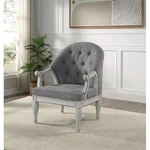 Acme Furniture Florian Button Tufted Fabric & Wood Chair In Gray/antique White New. Price: $525.70.