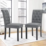 Set Of 2 Gray Upholstered Dining Chairs With Button-tufted Design New. Price: $183.99.