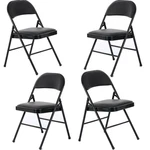 New 4 Pack Folding Chairs Fabric Upholstered Padded Seat Metal Frame Home Office. Price: $59.99.
