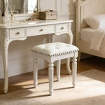 Elegant Vanity Stool With Tufted Faux Leather & Solid Wood Legs New. Price: $166.99.
