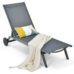 Goplus Adjustable Outdoor Lounge Chair Chaise Reclining Aluminum Fabric Gray New. Price: $79.99.