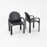 1980S Pair Of Gae Aulenti For Knoll Orsay Dining Arm Chairs With Black Leather Used. Price: $3000.00.
