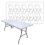 Tentandtable 72" Rectangle Plastic Fold-in-half 10 Folding Chairs New. Price: $629.99.