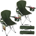 2-PACK Of Folding Camping Chairs Durable Portable Outdoor With Cooler New. Price: $94.99.