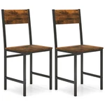 Industrial Kitchen Side Chairs Set Of 2 With Metal Legs And Slanted Back-rustic New. Price: $181.46.