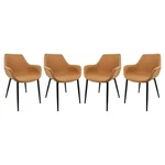 Leisuremod Markley Leather Dining Armchair Metal Legs Set Of 4 Light Brown New. Price: $647.44.