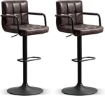Furniliving Bar Stools Set Of 2 With Backrest, Modern Square Pu Leather Chairs New. Price: $184.57.