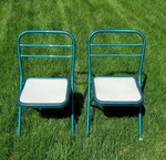 Vintage Mid Century Hampden Specialty 2 Child's Metal Folding Chairs 1960S Retro Used. Price: $40.00.