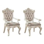 Pemberly Row Carved Arm Chair Set Of 2 With Tufted Back In White & Gold New. Price: $1252.99.