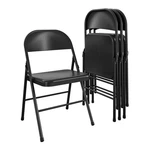 4 Pack Mainstays Folding Chair, All-steel Frame, Black New. Price: $49.77.