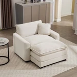 Comfortable Single Chair Deep Seat Sofa With Footstool One Pillow, Accent New. Price: $587.93.