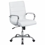 Contemporary White Mid-back Exec Chair, Fixed Arms, 18-1/4" To 22-1/4" New. Price: $224.45.