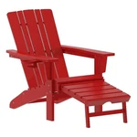 Flash Furniture Halifax Plastic Adirondack Chair With Pullout Ottoman In Red New. Price: $317.14.