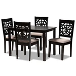 Baxton Studio Jackson Sand Upholstered Espresso Finished Wood 5-PIECE Dining Set New. Price: $461.32.