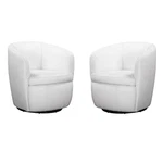 Pemberly Row Set Of 2 Snow All Italian Leather Swivel Club Chair New. Price: $979.02.