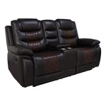 Benjara Asher 74" Loveseat With Power Recliners- Console- Brown Faux Leather New. Price: $1394.49.