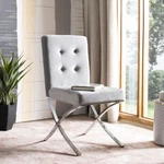 Safavieh Walsh Tufted Side Chair Grey / Chrome New. Price: $284.42.