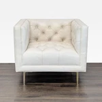 Elite Leather Mila Chair Grotto Ivory Tufted Accent Used. Price: $1130.00.