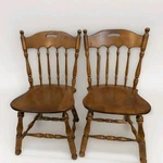 Pair Of Ethan Allen Heirloom Nutmeg Maple Colonial Spindle Back Dining Chairs Used. Price: $399.98.