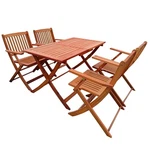 Foldable Patio Dining Set 4 Folding Chairs + 1 Table Teak Universal New. Price: $472.62.