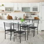 Costway 5PC Home Kitchen Dining Set Tempered Glass Top 4 Chairs Modern Design New. Price: $159.99.