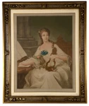 French Aristocrat Noble Woman Mezzotint Portrait Print Louis Xvi Gilt Cane Frame Used. Price: $195.00.