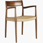 2 Moller Model 57 Armchairs In Walnut With Woven Seat - Brand New. Price: $3600.00.