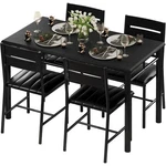Ironck Dining Table Set For 4, Wood 43.3" X 27.6" 29.9" H, Black New. Price: $271.10.