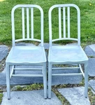 Two 2 Emeco Navy 1006 Aluminum Chairs Vintage Pair Used. Price: $800.00.