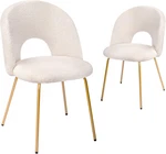 Elegant Set Of 2 White Velvet Dining Chairs With Metal Legs For Any Room New. Price: $283.99.