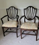 Vtg Ethan Allen Cherry Georgian Court Shield Back Dining Room Armchairs Used. Price: $499.00.