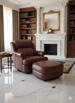 Leathercraft Inc Genuine Nailhead Chair And Ottoman Used. Price: $2080.00.